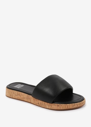 Where's That From Black PU Julia  Flatform Sliders Sandal