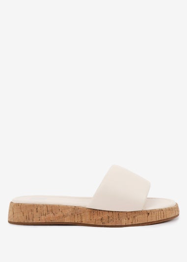 Where's That From Cream PU Julia  Flatform Sliders Sandal