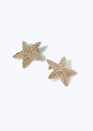 Muse Gold Large Textured Starfish Earrings