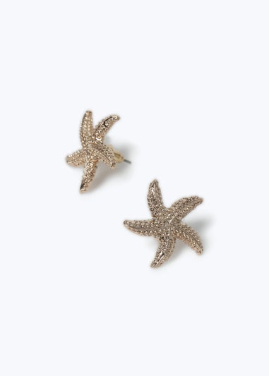 Muse Gold Small Textured Starfish Earrings