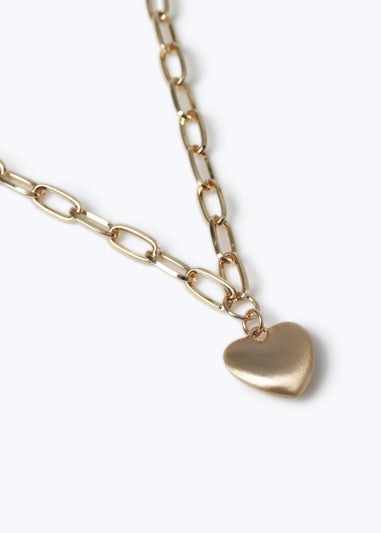 Muse Brushed Heart Chain Necklace