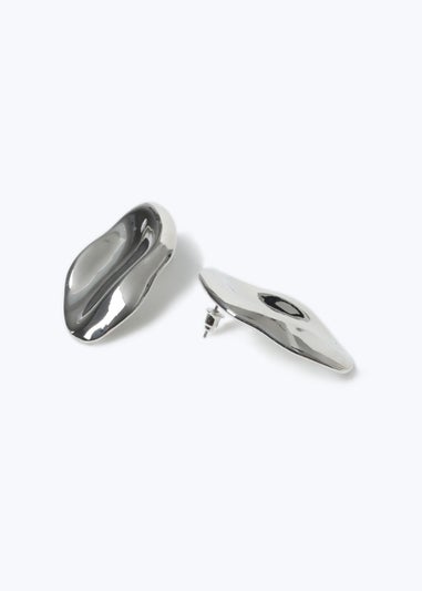 Silver Wave Stud Earrings