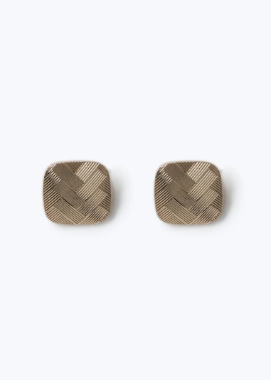 Muse Gold Hatch Square Stud Earrings