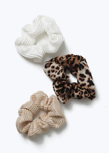 Muse 3 Pack Textured Leopard Scrunchies