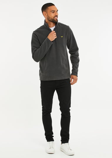 Threadbare Charcoal Blade Quarter Zip Fleece Sweatshirt