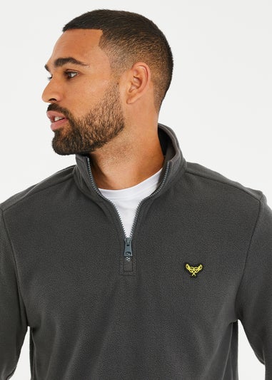Threadbare Charcoal Blade Quarter Zip Fleece Sweatshirt