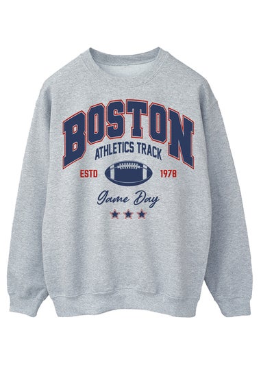 Brands In Boston Athletics Track Adult Heather Grey Sweatshirt