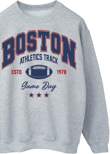 Brands In Boston Athletics Track Adult Heather Grey Sweatshirt