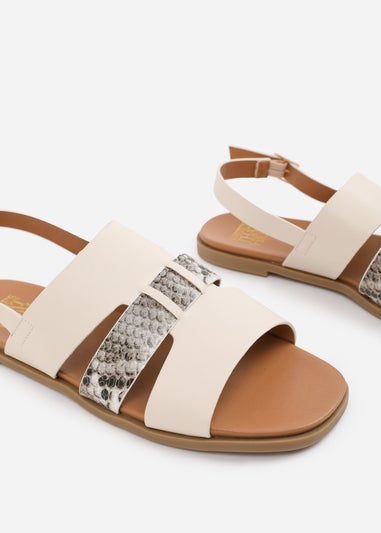 Where's That From Wide Fit Cream PU Uma Flat Sandals