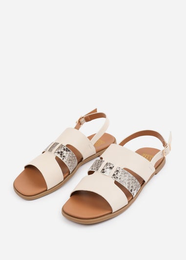 Where's That From Wide Fit Cream PU Uma Flat Sandals