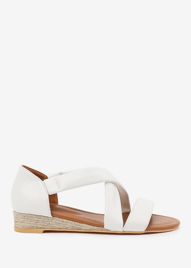 Where's That From Wide-Fit White PU Hummingbird Low Wedge Shoes