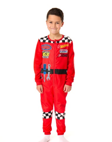 Hot Wheels Pit Crew Style Boys Red Onesies (3-10 Years)