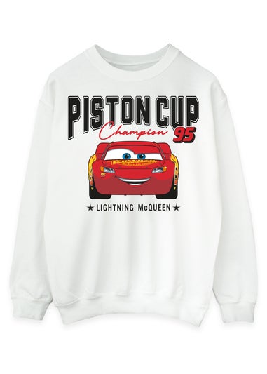 Disney Cars Lightning McQueen Piston Cup Champions White Sweatshirt