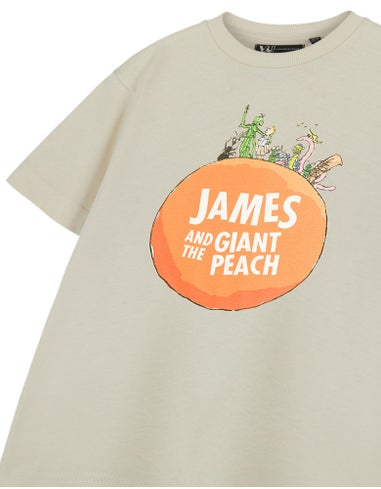 Roald Dahl James & The Giant Peach Unisex Kids Beige T-Shirt (3-14 Years)