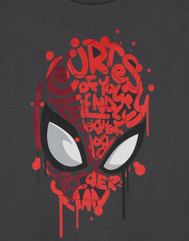 Marvel Spiderman Friendly Neighbourhood Kids Charcoal T-Shirt (2-14 Years)