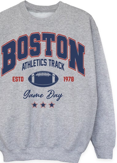 Brands In Boston Athletics Track Kids Heather Grey Sweatshirt (3-13 Years)