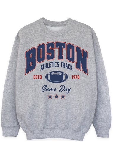 Brands In Boston Athletics Track Kids Heather Grey Sweatshirt (3-13 Years)