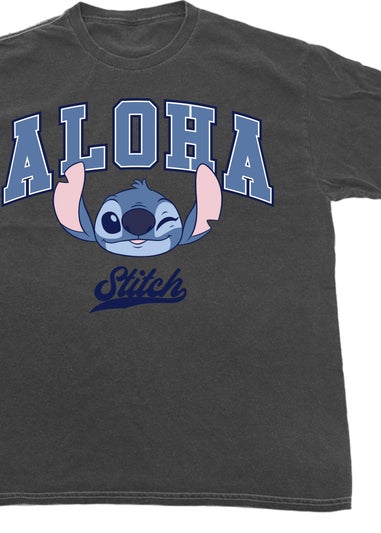 Disney Lilo & Stitch Aloha Charcoal Washed Boyfriend Fit T-Shirt