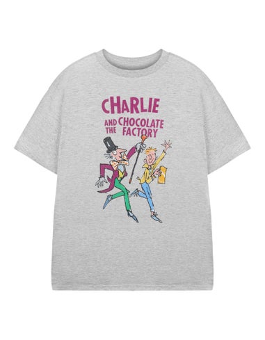 Roald Dahl Charlie & The Chocolate Factory Unisex Kids Grey T-Shirt (3-14 Years)