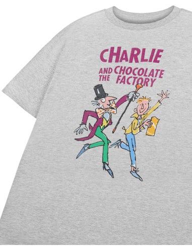 Roald Dahl Charlie & The Chocolate Factory Unisex Kids Grey T-Shirt (3-14 Years)