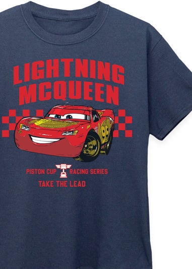 Disney Cars Lightning McQueen Take The Lead Kids Navy T-Shirt (3-13 Years)