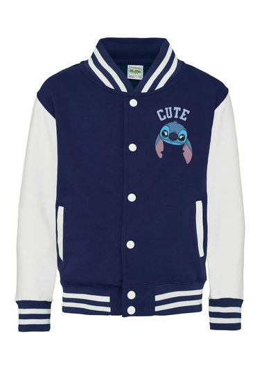 Disney Lilo & Stitch Cute Navy/White Kids Varsity Jacket (3-13 Years)