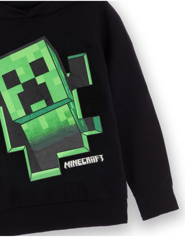 Minecraft Creeper Print at Front Big Kids Black Hoodie (5-14 Years)