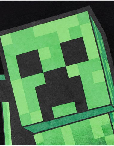 Minecraft Creeper Print at Front Big Kids Black Hoodie (5-14 Years)