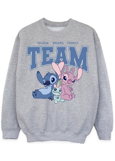 Disney Lilo & Stitch Ohana Team Girls Heather Grey Sweatshirt (3-13 Years)