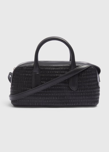 Black Faux Leather Mini Tote Bag