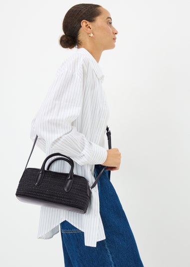 Black Faux Leather Mini Tote Bag
