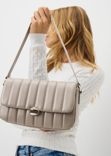 Beige Quilt Shoulder Bag