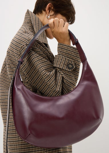 Burgundy Faux Leather Shoulder Bag