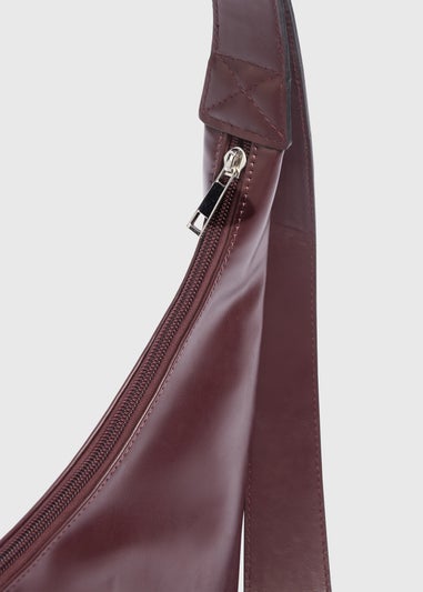 Burgundy Faux Leather Shoulder Bag