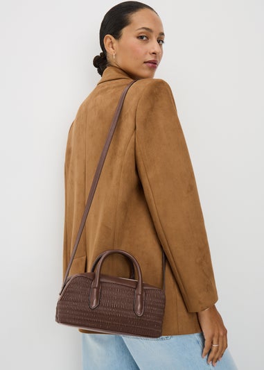 Brown Faux Leather Mini Tote Bag