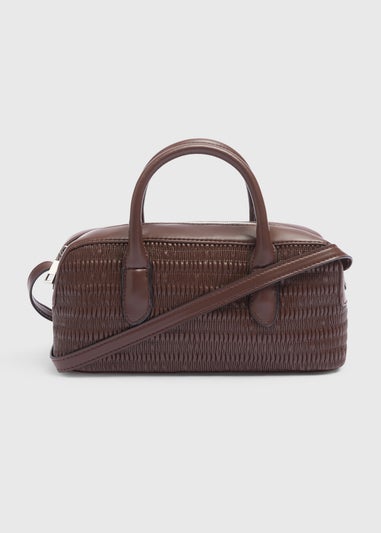 Brown Faux Leather Mini Tote Bag