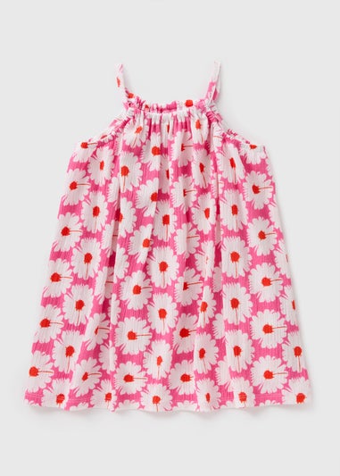 Girls Pink Daisy Halterneck Dress (1-7yrs)