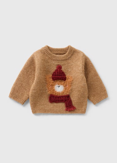 Baby Brown Cosy Bear Jumper (Newnron-23mths)