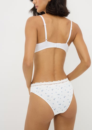 3 Pack Blue Floral Lace Trim Brazilian Knickers