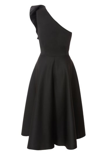 Quiz Black One Shoulder Frill Skater Dress
