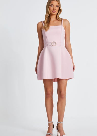 Quiz Blush Pink Buckle Mini Dress