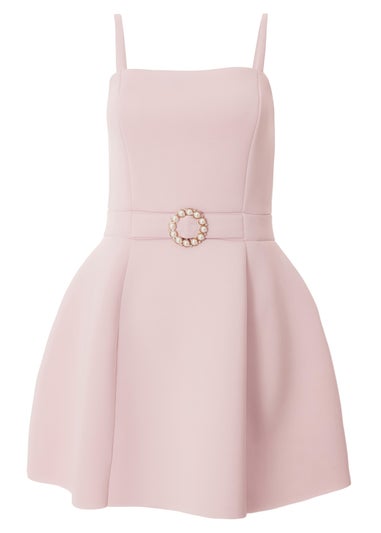 Quiz Blush Pink Buckle Mini Dress