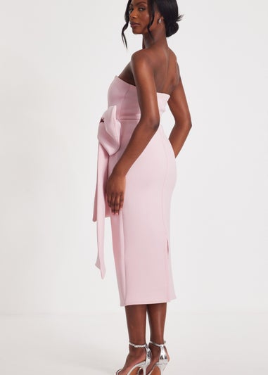Quiz Pink Strapless Bow Midaxi Dress