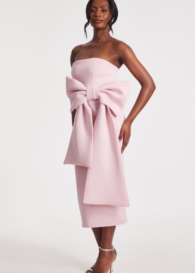 Quiz Pink Strapless Bow Midaxi Dress