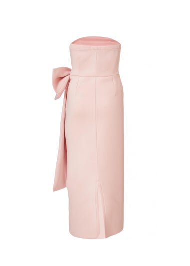 Quiz Pink Strapless Bow Midaxi Dress