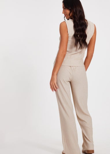 Quiz Stone V Neck Textured Waistcoat