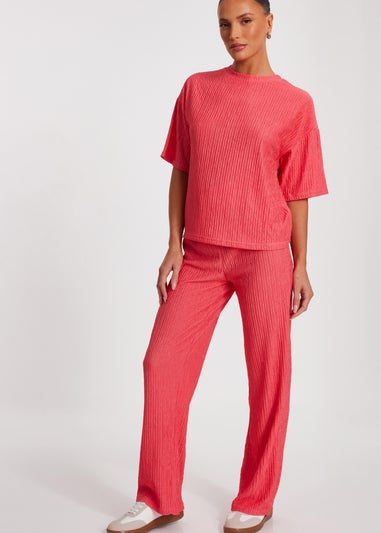 Quiz Orange Textured Palazzo Trousers