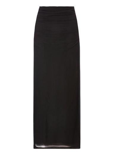 Quiz Black Mesh Ruched Midaxi Skirt