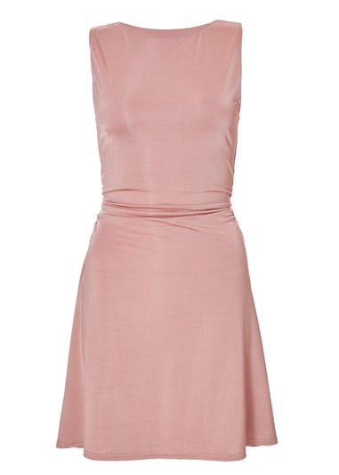 Quiz Blush Pink Ruched A-Line Mini Dress