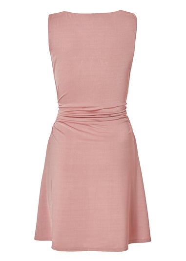 Quiz Blush Pink Ruched A-Line Mini Dress